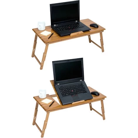 TECTAKE Table De Lit Pour Ordinateur Tablette Liseuse En Bambou Réglable En Hauteur Inclinable & Pliable 72 X 35 X 26 Cm - Marron 6 TECTAKE Table De Lit Pour Ordinateur Tablette Liseuse En Bambou Réglable En Hauteur Inclinable & Pliable 72 X 35 X 26 Cm - Marron – Image 4