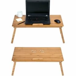 TECTAKE Table De Lit Pour Ordinateur Tablette Liseuse En Bambou Réglable En Hauteur Inclinable & Pliable 72 X 35 X 26 Cm - Marron 11 TECTAKE Table De Lit Pour Ordinateur Tablette Liseuse En Bambou Réglable En Hauteur Inclinable & Pliable 72 X 35 X 26 Cm - Marron -TECTAKE Soldes 2022 7644006 5