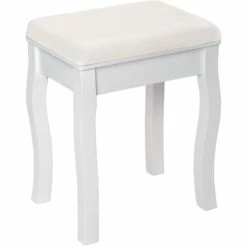 TECTAKE Tabouret En Bois Pour Coiffeuse Meuble, Table De Maquillage, Piano 40 Cm X 30 Cm X 51 Cm Blanc - Blanc