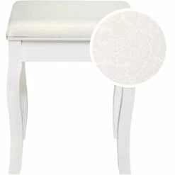 TECTAKE Tabouret En Bois Pour Coiffeuse Meuble, Table De Maquillage, Piano 40 Cm X 30 Cm X 51 Cm Blanc - Blanc -TECTAKE Soldes 2022 7644050 3