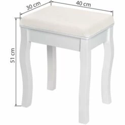 TECTAKE Tabouret En Bois Pour Coiffeuse Meuble, Table De Maquillage, Piano 40 Cm X 30 Cm X 51 Cm Blanc - Blanc -TECTAKE Soldes 2022 7644050 4