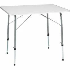 TECTAKE Table De Camping, Table De Pique Nique, Table De Jardin Ajustable En Hauteur - Pliante 80 Cm X 60 Cm X 68 Cm Blanc - Gris