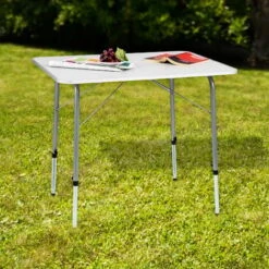 TECTAKE Table De Camping, Table De Pique Nique, Table De Jardin Ajustable En Hauteur - Pliante 80 Cm X 60 Cm X 68 Cm Blanc - Gris -TECTAKE Soldes 2022 7644053 3