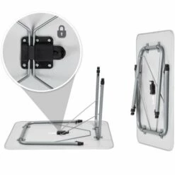 TECTAKE Table De Camping, Table De Pique Nique, Table De Jardin Ajustable En Hauteur - Pliante 80 Cm X 60 Cm X 68 Cm Blanc - Gris -TECTAKE Soldes 2022 7644053 5