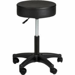 TECTAKE Tabouret ? Roulettes Réglable De Bureau Pivotant Et Rembourré 48 Cm X 48 Cm X 63 Cm Noir - Noir