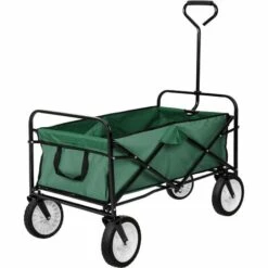 TECTAKE Chariot De Jardin Pliable Avec 4 Roues Charge Maximum 80 Kg + Bâche Vert - Vert -TECTAKE Soldes 2022 7644091 3