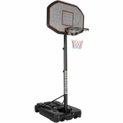 TECTAKE Panier De Basket Réglable En Hauteur Sur Pied Avec Roulettes 108 Cm X 125 Cm X 360 Cm Noir - Noir
