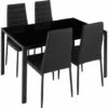 TECTAKE Set Table à Manger + 4 Chaises De Salle à Manger Structure En Acier Noir -TECTAKE Soldes 2022 7644094 1