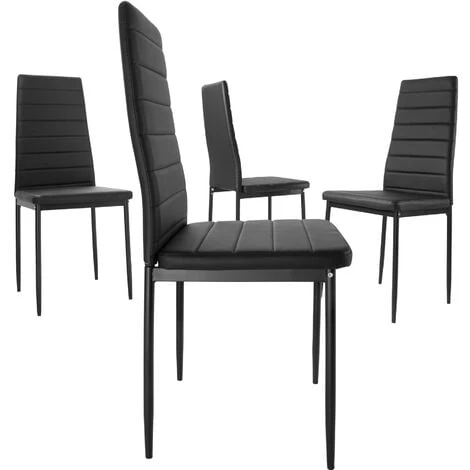 TECTAKE Set Table à Manger + 4 Chaises De Salle à Manger Structure En Acier Noir 7 TECTAKE Set Table à Manger + 4 Chaises De Salle à Manger Structure En Acier Noir – Image 5