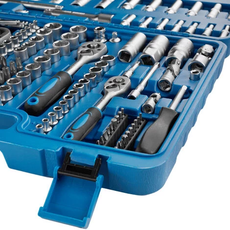 TECTAKE Boîte à Outils 171 Pièces (Douilles + Outils à Cliquet) En Acier Chrome Vanadium Bleu - Bleu 4 TECTAKE Boîte à Outils 171 Pièces (Douilles + Outils à Cliquet) En Acier Chrome Vanadium Bleu - Bleu – Image 2