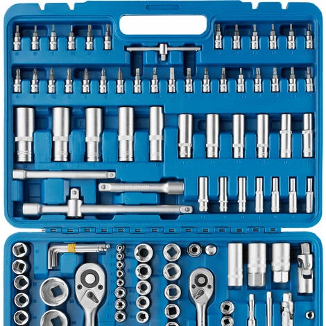 TECTAKE Boîte à Outils 171 Pièces (Douilles + Outils à Cliquet) En Acier Chrome Vanadium Bleu - Bleu 6 TECTAKE Boîte à Outils 171 Pièces (Douilles + Outils à Cliquet) En Acier Chrome Vanadium Bleu - Bleu – Image 4