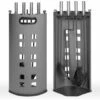 TECTAKE 5 Accessoires, Outils De Cheminée, Serviteur + 1 Balai, 1 Pelle, 1 Pince, 1 Tisonnier En Acier 23 Cm X 14,5 Cm X 58 Cm Gris - Gris -TECTAKE Soldes 2022 7762537 1