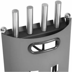 TECTAKE 5 Accessoires, Outils De Cheminée, Serviteur + 1 Balai, 1 Pelle, 1 Pince, 1 Tisonnier En Acier 23 Cm X 14,5 Cm X 58 Cm Gris - Gris -TECTAKE Soldes 2022 7762537 4