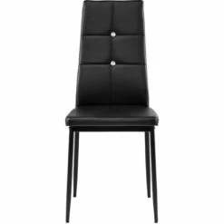 TECTAKE 4 Chaises De Salle à Manger Design Cadre En Acier Dossier à Strass Noir - Noir -TECTAKE Soldes 2022 7762540 4