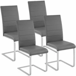 TECTAKE 4 Chaises De Salle à Manger Rembourrées Design Moderne Pieds En Métal Gris - Gris