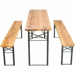 TECTAKE Table Et Bancs Pliant En Bois, Table De Jardin, Table De Réception, Table De Camping - Marron -TECTAKE Soldes 2022 7797731 4