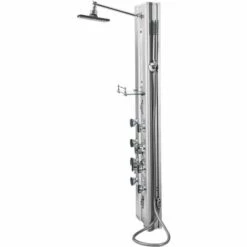 TECTAKE Colonne De Douche Avec Pommeau, Douchette Et Mitigeur - Jets Massants- 118 Cm X 27 Cm X 9,8 Cm - Argent -TECTAKE Soldes 2022 7797736 5