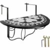 TECTAKE Table De Jardin, Table De Balcon Pliante Suspendue En Mosaïque 76 Cm X 65 Cm X 57,5 Cm Blanc Noir - Noir/blanc -TECTAKE Soldes 2022 7829910 1