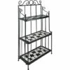 TECTAKE Etagère De Jardin, Etagère Escalier à Plantes Et Fleurs, Etagère En Métal Et Mosaïque 61 Cm X 29 Cm X 114 Cm Blanc Noir - Noir/blanc -TECTAKE Soldes 2022 7829912 1