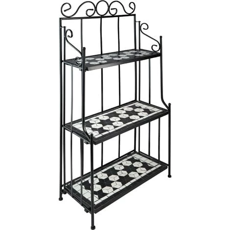 TECTAKE Etagère De Jardin, Etagère Escalier à Plantes Et Fleurs, Etagère En Métal Et Mosaïque 61 Cm X 29 Cm X 114 Cm Blanc Noir - Noir/blanc 3 TECTAKE Etagère De Jardin, Etagère Escalier à Plantes Et Fleurs, Etagère En Métal Et Mosaïque 61 Cm X 29 Cm X 114 Cm Blanc Noir - Noir/blanc
