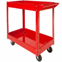 TECTAKE Servante D'Atelier Mobile à Outils Charge 100 Kg 2 Etages Rouge - Rouge