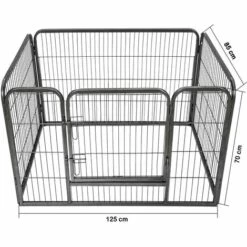 TECTAKE Parc à Chiots Petits Chiens En Acier 125 Cm X 85 Cm X 70 Cm Gris - Gris -TECTAKE Soldes 2022 8187675 4