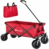 TECTAKE Chariot De Jardin, Remorque à Main, Chariot De Transport Pliable Avec 1 Bâche Et 4 Roues 114 Cm X 51 Cm X 48,5 Cm Rouge - Rouge -TECTAKE Soldes 2022 8187682 1