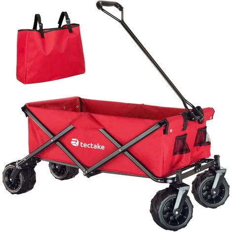 TECTAKE Chariot De Jardin, Remorque à Main, Chariot De Transport Pliable Avec 1 Bâche Et 4 Roues 114 Cm X 51 Cm X 48,5 Cm Rouge - Rouge 3 TECTAKE Chariot De Jardin, Remorque à Main, Chariot De Transport Pliable Avec 1 Bâche Et 4 Roues 114 Cm X 51 Cm X 48,5 Cm Rouge - Rouge