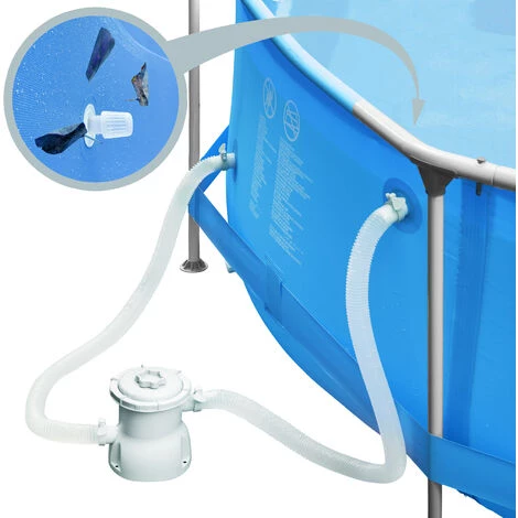 TECTAKE Piscine Hors Sol Tubulaire Ronde En Kit Structure Acier Pompe Filtration Incluse Ø3 M X 0,76 M - Bleu 6 TECTAKE Piscine Hors Sol Tubulaire Ronde En Kit Structure Acier Pompe Filtration Incluse Ø3 M X 0,76 M - Bleu – Image 4
