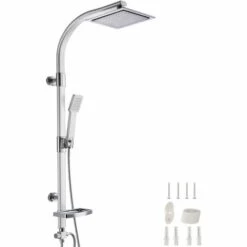TECTAKE Colonne De Douche 2 En 1 Douchette Effet Pluie 49 Cm X 20 Cm X 110 Cm En Alliage Aluminium - Gris
