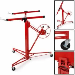 TECTAKE Lève Plaques De Plâtre Aide Au Montage Placoplatre Construction à Sec Charge Maximum 68 Kg Environ 153 Cm X 140 Cm X 185 Cm - Rouge -TECTAKE Soldes 2022 8444992 4