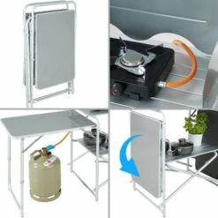 TECTAKE Cuisine D'Extèrieur, Cuisine De Camping Pliante, Meuble Camping De Rangement 164,5 Cm X 52 Cm X 104 Cm - Gris -TECTAKE Soldes 2022 8447408 4