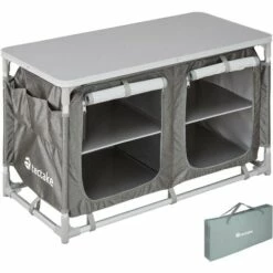 TECTAKE Meuble De Camping, Armoire De Camping Jardin, Meuble D'Extèrieur De Rangement 97 Cm X 47,5 Cm X 56,5 Cm - Gris