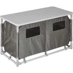 TECTAKE Meuble De Camping, Armoire De Camping Jardin, Meuble D'Extèrieur De Rangement 97 Cm X 47,5 Cm X 56,5 Cm - Gris -TECTAKE Soldes 2022 8447411 5