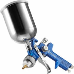 TECTAKE 3 Pistolets à Peinture HVLP (buse De 0,8/1,3/1,7mm) Avec Accessoires Y Compris Chiffons En Microfibres - Pulverisateur Peinture, Machine A Peinture, Peinture Basse Pression - Bleu -TECTAKE Soldes 2022 8652446 3
