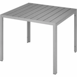 TECTAKE Table De Jardin D'Extèrieur Carrée Design En Aluminium 90 Cm X 90 Cm X 74,5 Cm Gris - Argent