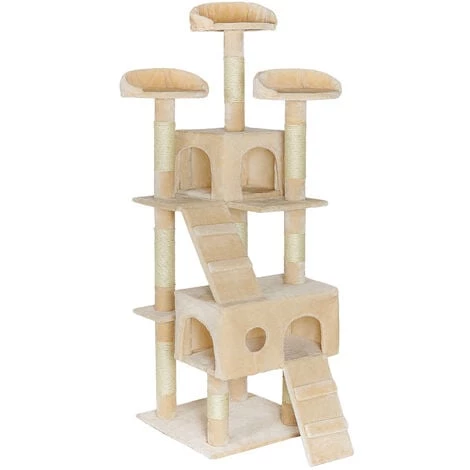 TECTAKE Arbre à Chat MOGLI 170 cm - Griffoir, Grattoir Geant, Cadre D´escalade Pour Chat - Beige 3 TECTAKE Arbre à Chat MOGLI 170 cm - Griffoir, Grattoir Geant, Cadre D´escalade Pour Chat - Beige