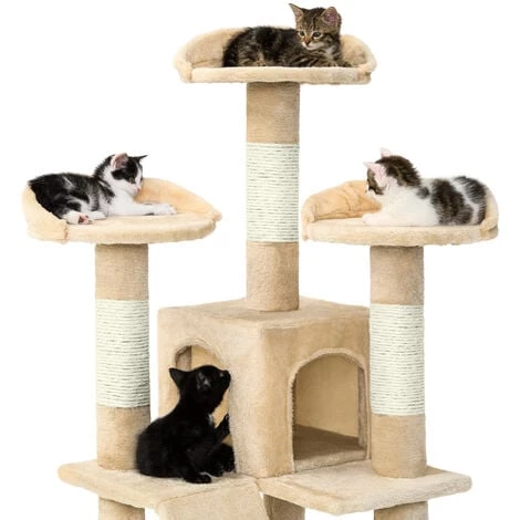 TECTAKE Arbre à Chat MOGLI 170 cm - Griffoir, Grattoir Geant, Cadre D´escalade Pour Chat - Beige 5 TECTAKE Arbre à Chat MOGLI 170 cm - Griffoir, Grattoir Geant, Cadre D´escalade Pour Chat - Beige – Image 3