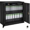TECTAKE Armoire Métallique De Bureau De Rangement 2 Etagères Réglables à 2 Clès 90 Cm X 40 Cm X 90 Cm Noir - Noir -TECTAKE Soldes 2022 9424549 1