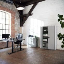 TECTAKE Armoire Métallique De Bureau De Rangement 2 Etagères Réglables à 2 Clès 90 Cm X 40 Cm X 90 Cm Noir - Noir -TECTAKE Soldes 2022 9424549 4