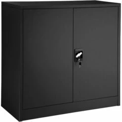 TECTAKE Armoire Métallique De Bureau De Rangement 2 Etagères Réglables à 2 Clès 90 Cm X 40 Cm X 90 Cm Noir - Noir -TECTAKE Soldes 2022 9424549 5