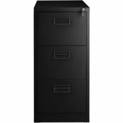 TECTAKE Armoire Métallique De Bureau De Rangement 3 Tiroirs à 2 Clès 62,4 Cm X 46 Cm X 102,8 Cm Noir - Noir -TECTAKE Soldes 2022 9424551 5