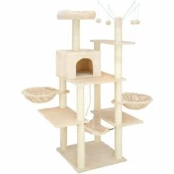 TECTAKE Arbre à Chat LILOU 165 cm - Griffoir, Grattoir Geant, Cadre D´escalade Pour Chat - Beige
