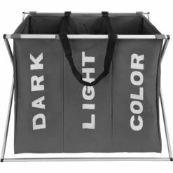 TECTAKE Panier à Linge Sale Pliable 3 Compartiments 105 L En Polyester Gris Foncé 9 TECTAKE Panier à Linge Sale Pliable 3 Compartiments 105 L En Polyester Gris Foncé -TECTAKE Soldes 2022 9568159 3