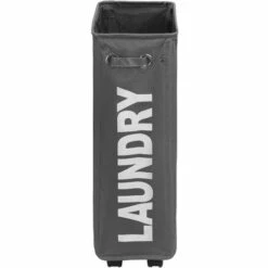 TECTAKE Panier à Linge Sale Pliable à Roulettes 34 L En Polyester Gris -TECTAKE Soldes 2022 9568162 3