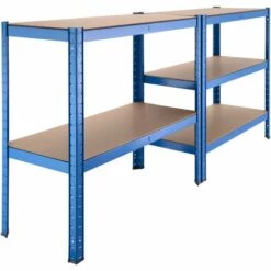 TECTAKE Etagère De Rangement, Etabli D'Atelier Métallique Murale à Charge Lourde En Acier Capacité De Charge 175 Kg Par Plateau - Bleu -TECTAKE Soldes 2022 9728680 3